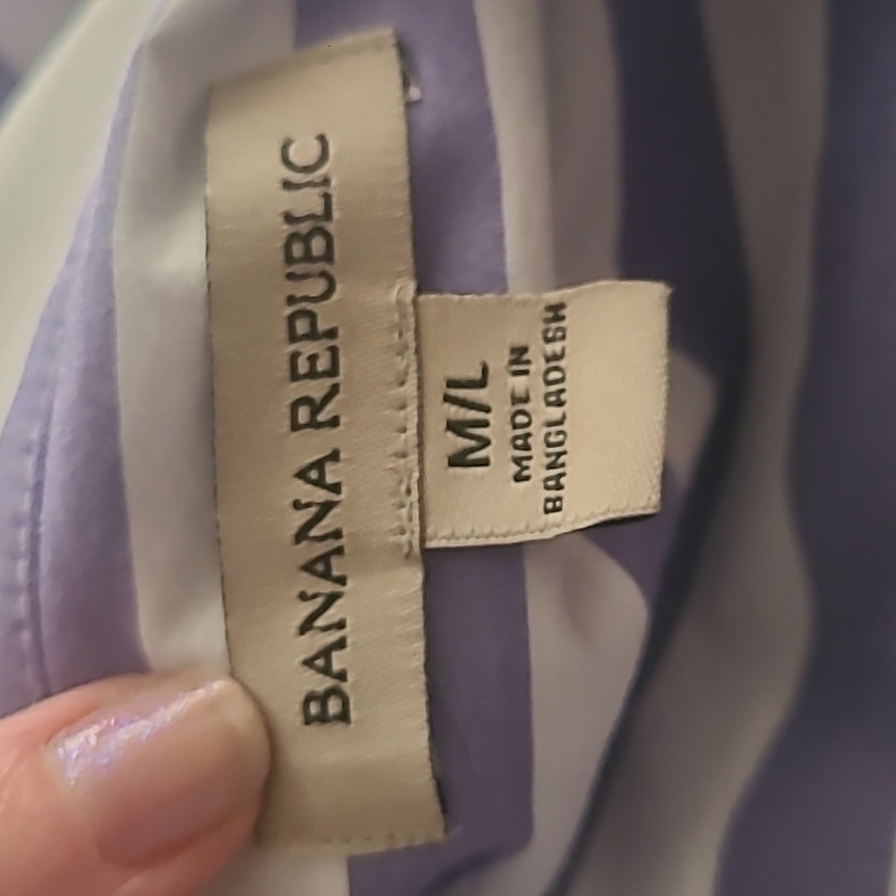 Banana Republic Rhyah Poplin Mini Dress In Bold Blue Stripe Size M/L - Picture 6 of 6